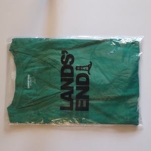 Lands End women's long sleeve relaxed supima v-neck tee, size L in anchor green